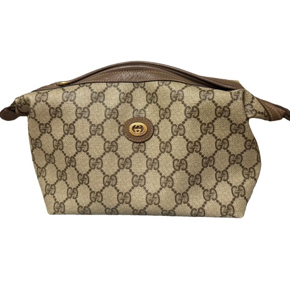 Gucci AUTHENTIC Vintage GG Logo Monogram Supreme Cosmetic Bag Toiletry Pouch - Picture 1 of 16